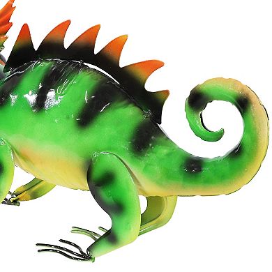 Sunnydaze Greg The Green Chameleon Indoor And Outdoor Metal Statue - 8.5 In