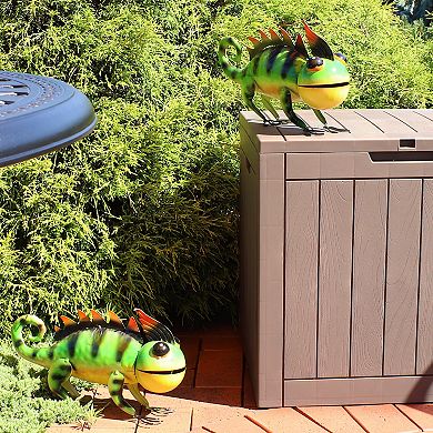Sunnydaze Greg The Green Chameleon Indoor And Outdoor Metal Statue - 8.5 In