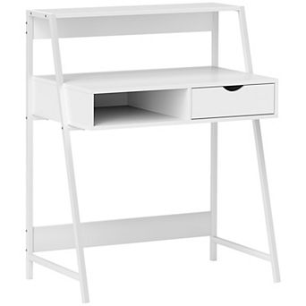 HOMCOM Computer Writing Desk for Small Space w/ Drawer, Storage Shelves