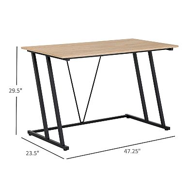 Modern Task Workstation Table Wood-like Wide Tabletop And Adjustable Foot Pads