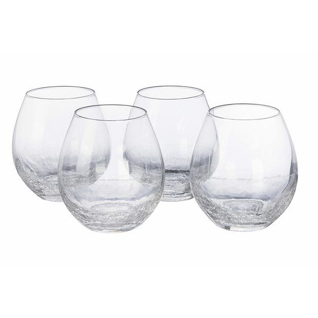 Pier 1 Angled Rim Crackle Glasses / Pier 1 White Wine Glasses / Clear Blown  Glass / Pier 1 Glasses / Crackle Glass Wine Glasses / Drinkware 