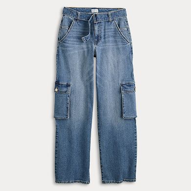 Juniors' SO® Belted Wide-Leg Cargo Jeans