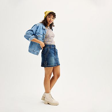 Juniors' SO® Utility Denim Mini Skirt