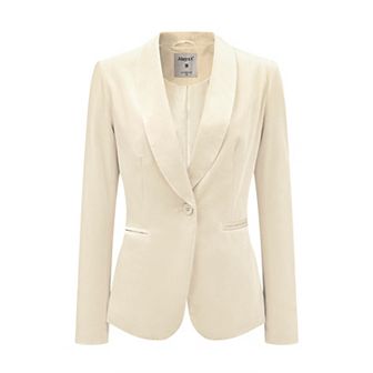 Women's Work Shawl Collar Long Sleeve One Button Velvet Blazer