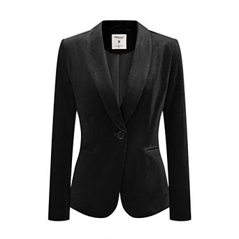 Women's Work Shawl Collar Long Sleeve One Button Velvet Blazer