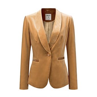 Women's Work Shawl Collar Long Sleeve One Button Velvet Blazer