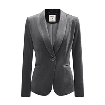 Women's Work Shawl Collar Long Sleeve One Button Velvet Blazer