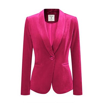 Women's Work Shawl Collar Long Sleeve One Button Velvet Blazer