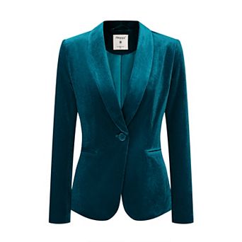 Women's Work Shawl Collar Long Sleeve One Button Velvet Blazer