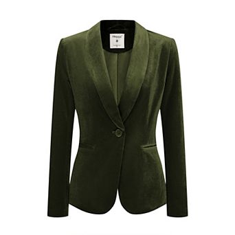 Women's Work Shawl Collar Long Sleeve One Button Velvet Blazer