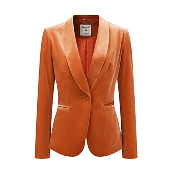 Women's Work Shawl Collar Long Sleeve One Button Velvet Blazer