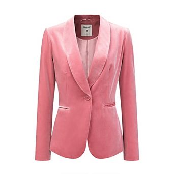 Women's Work Shawl Collar Long Sleeve One Button Velvet Blazer