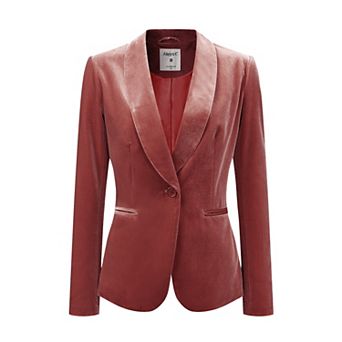Women's Work Shawl Collar Long Sleeve One Button Velvet Blazer