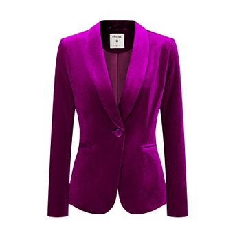 Women's Work Shawl Collar Long Sleeve One Button Velvet Blazer