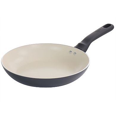 Spice by Tia Mowry Savory Saffron 7 Piece Ceramic Nonstick Aluminum Cookware Set with Nylon Utensils in Grey