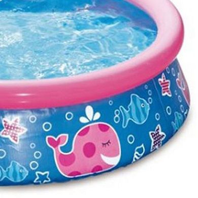 Summer Waves Quick Set 5ft x 15in Round Inflatable Ring Kiddie Pool, Pink Whale