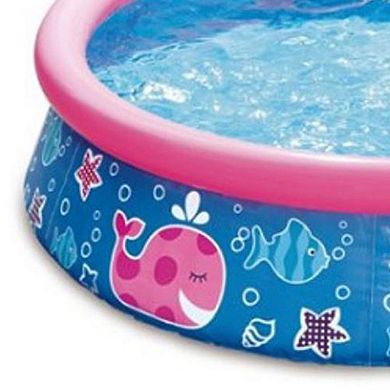 Summer Waves Quick Set 5ft x 15in Round Inflatable Ring Kiddie Pool, Pink Whale