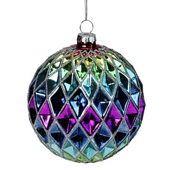 3.75" Vibrantly Colored 2-Finish Harlequin Glass Christmas Ball Ornament