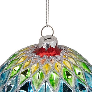3.75" Vibrantly Colored 2-Finish Harlequin Glass Christmas Ball Ornament