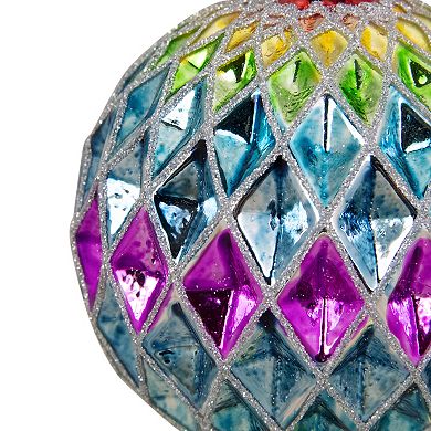 3.75" Vibrantly Colored 2-Finish Harlequin Glass Christmas Ball Ornament