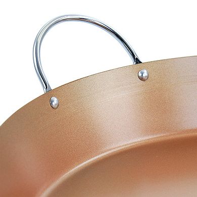 Oster Cocina Stonefire Carbon Steel Nonstick 16 Inch Paella Pan in Copper