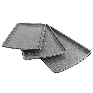 Oster Cocina 3 Piece Carbon Steel Cookie Sheet in Greystone