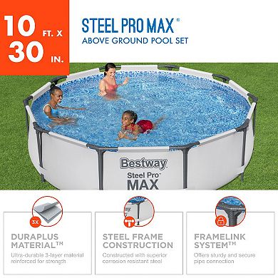 Bestway Steel Pro MAX 10'x30" Round Above Ground Outdoor Swimming Pool with Pump