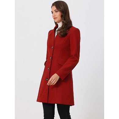 Women's Elegant Winter V Neck Long Sleeve Single Breasted Long Overcoat