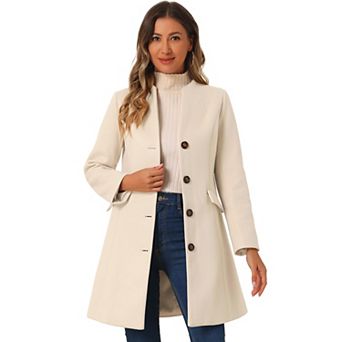 Women's Elegant Winter V Neck Long Sleeve Single Breasted Long Overcoat