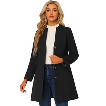 Women's Elegant Winter V Neck Long Sleeve Single Breasted Long Overcoat