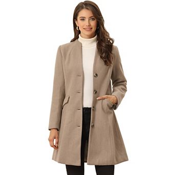 Women's Elegant Winter V Neck Long Sleeve Single Breasted Long Overcoat