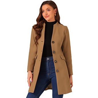 Women's Elegant Winter V Neck Long Sleeve Single Breasted Long Overcoat