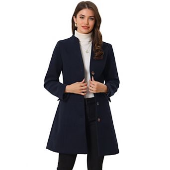 Women's Elegant Winter V Neck Long Sleeve Single Breasted Long Overcoat