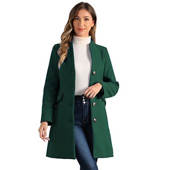 Women's Elegant Winter V Neck Long Sleeve Single Breasted Long Overcoat