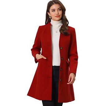 Women's Elegant Winter V Neck Long Sleeve Single Breasted Long Overcoat