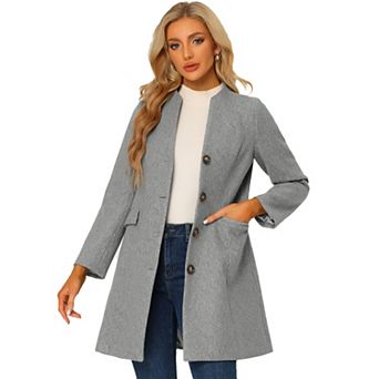 Women's Elegant Winter V Neck Long Sleeve Single Breasted Long Overcoat