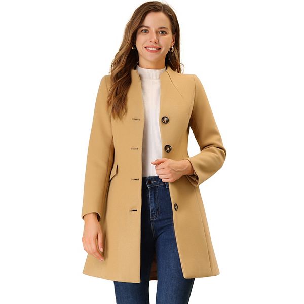 Women's Elegant Winter V Neck Long Sleeve Single Breasted Long Overcoat