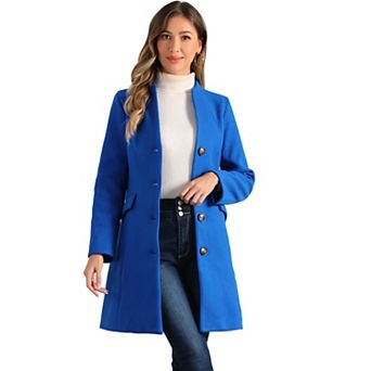 Women's Elegant Winter V Neck Long Sleeve Single Breasted Long Overcoat