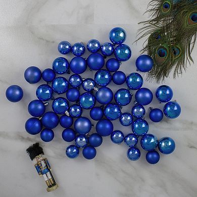 50ct Lavish Blue Shatterproof 2-Finish Christmas Ball Ornaments 2" (50mm)