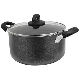 Oster Cocina Clairborne 6-qt Aluminum Hammered Tone Dutch Oven with Lid in Charcoal Grey
