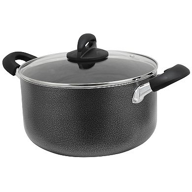 Oster Cocina Clairborne 6 Quart Aluminum Hammered Tone Dutch Oven with Lid in Charcoal Grey
