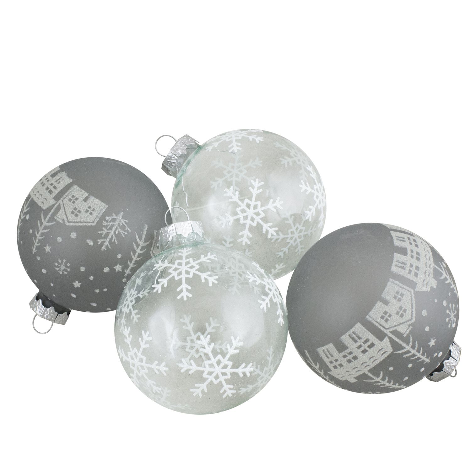 Northlight 3.25 Clear Iridescent with White Frost Glass Ball Christmas  Ornament