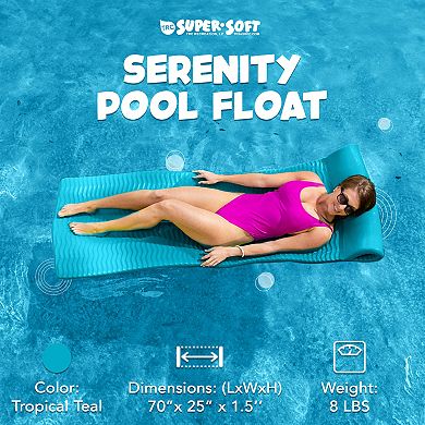 Trc Recreation Serenity 1.5" Thick Vinyl Swimming Pool Float Mat, Tropical Teal