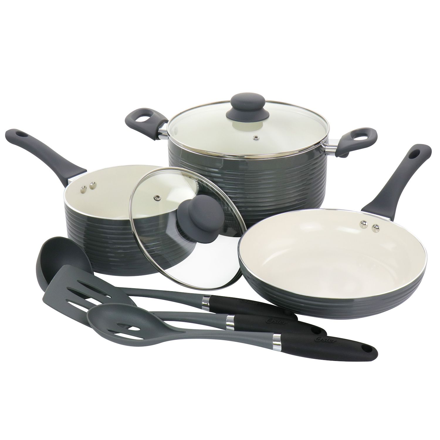 Oster Allsberg Non Stick Aluminum 10 Piece Cookware Set w/ Rose