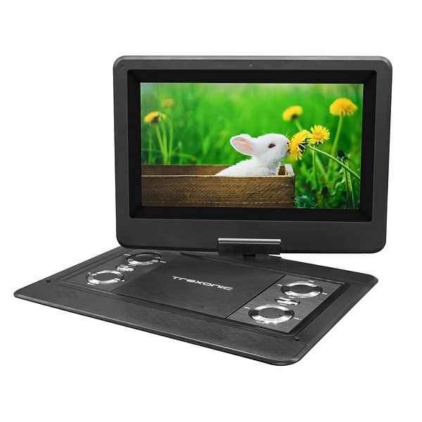 Trexonic 12.5 Inch Portable TV+DVD Player with Color TFT LED Screen and USB/HD/AV Inputs - Black