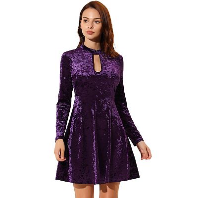 chinese dress ladies Women's Flutter Away Berry Purple Multi Floral Print Mini Dress | Size: S main image 0