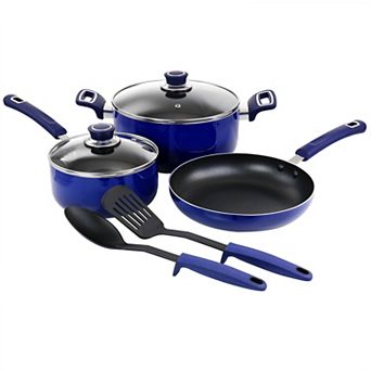 Oster Cocina 7 pc Non Stick Aluminum Cookware Set in Blue