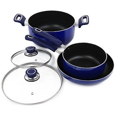 Oster Cocina 7 Piece Non Stick Aluminum Cookware Set in Blue