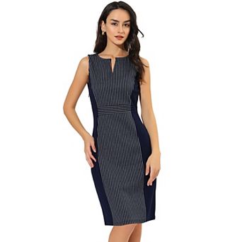 Women's V Neck Work Business Sleeveless Bodycon Mid-Length Pencil Dresses