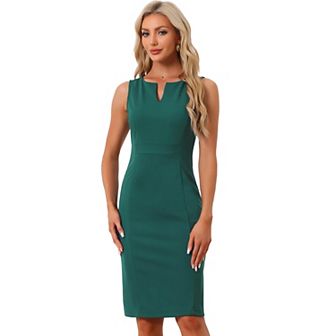 Women's V Neck Work Business Sleeveless Bodycon Mid-Length Pencil Dresses